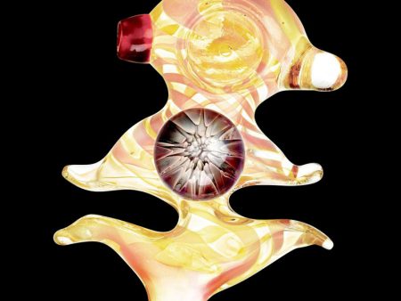 Fumed Pastel Swirl Amoeba Spoon Pipe with Accent Flower For Cheap