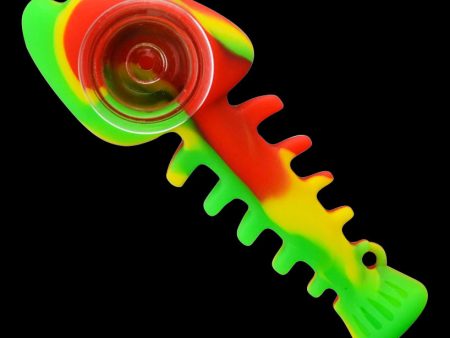 The  Fishbone  Silicone Hand Pipe with Glass Bowl Cheap