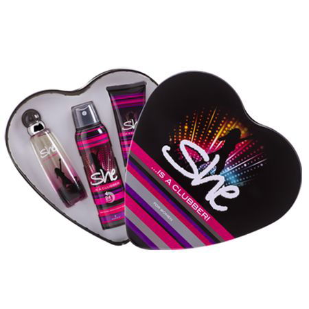 She is Clubber Gift Set Eau de Toilette, 50 ml- With Deodorant& Body Lotion Fashion