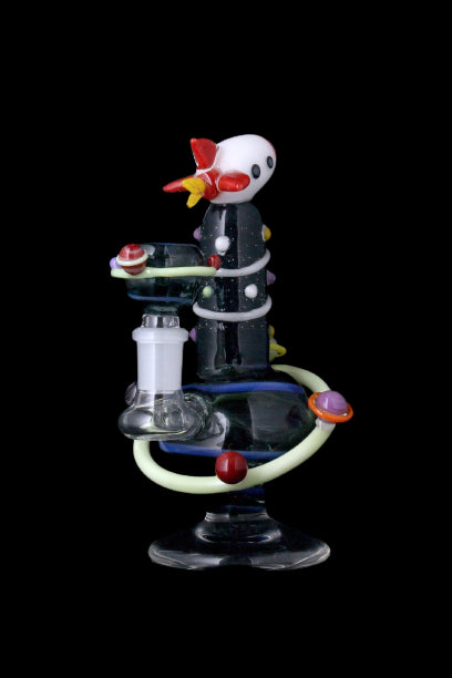 Empire Glassworks Rocket Ship Worked Mini Rig with Dichroic Accents For Discount