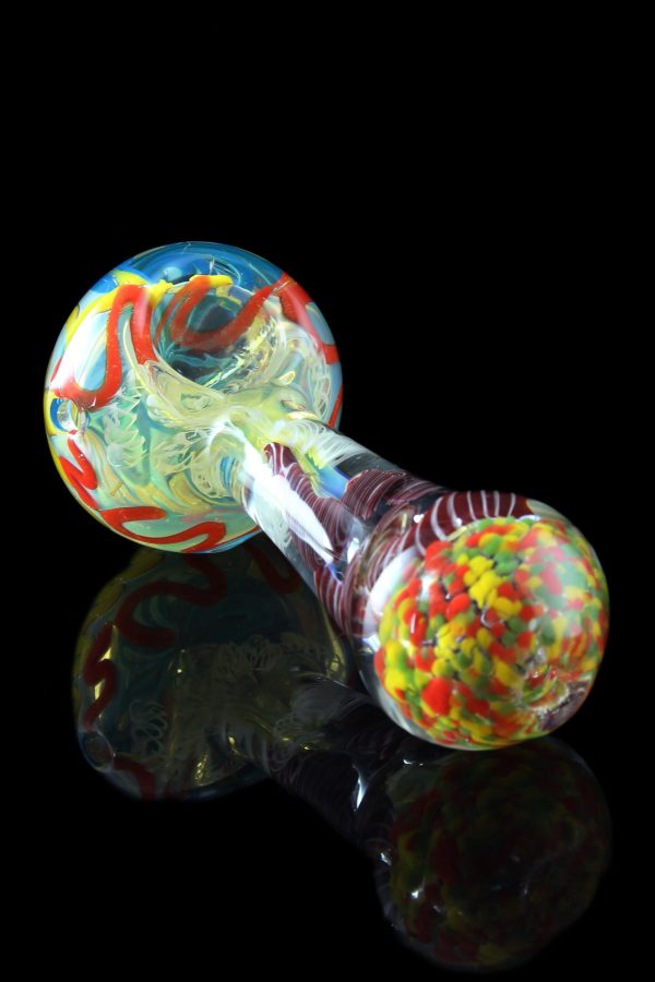 Trumpet  Fume Colored Rasta Glass Spoon Pipe Fashion