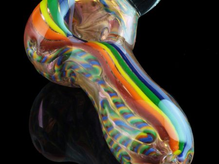 Heavy Cane Worked Rainbow Spoon - Rainbow Mega Pipe Fashion