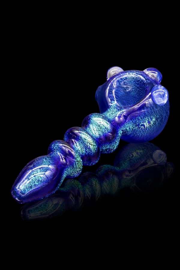 LA Pipes Solid Blue Dichro Maria Ringed Spoon - Andromeda Online Hot Sale