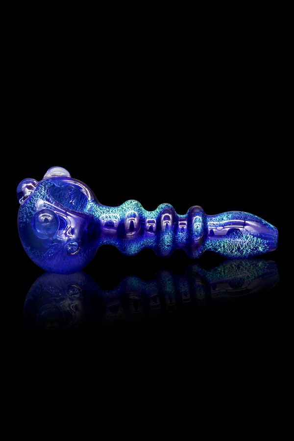 LA Pipes Solid Blue Dichro Maria Ringed Spoon - Andromeda Online Hot Sale